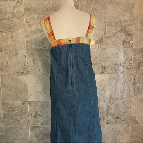 Mo:Vint Indigo Chambray Sleeveless Shift Dress - Picture 6 of 8